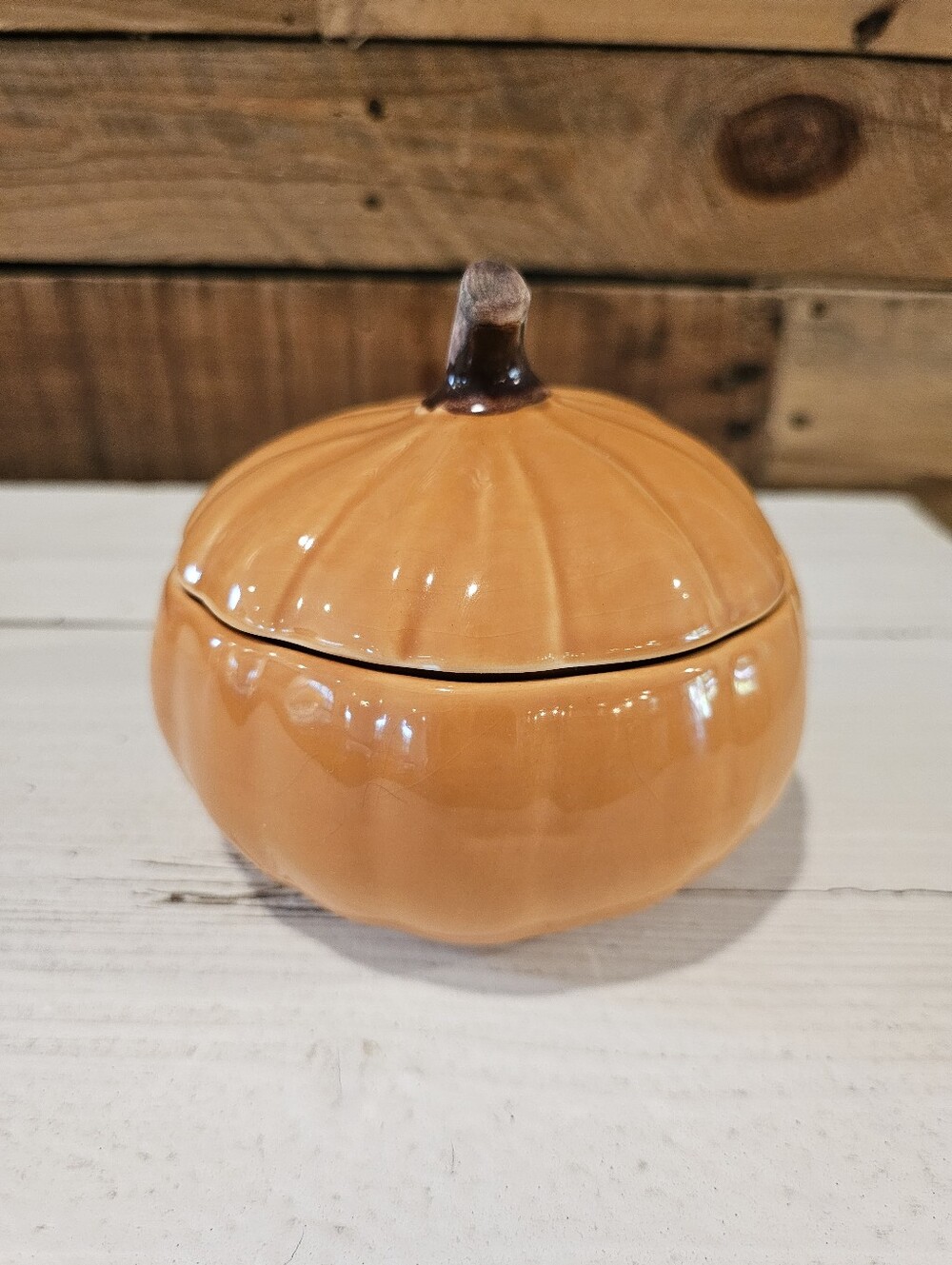 Vintage Harry & David Ceramic Pumpkin Covered Bowl - Orange - Picture 3 of 10